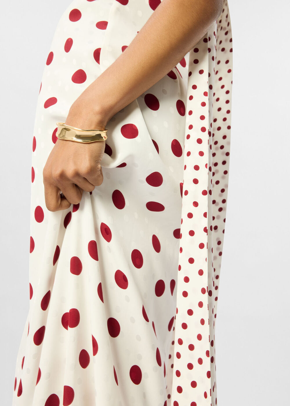Jacquard Spot Scarf Back Dress