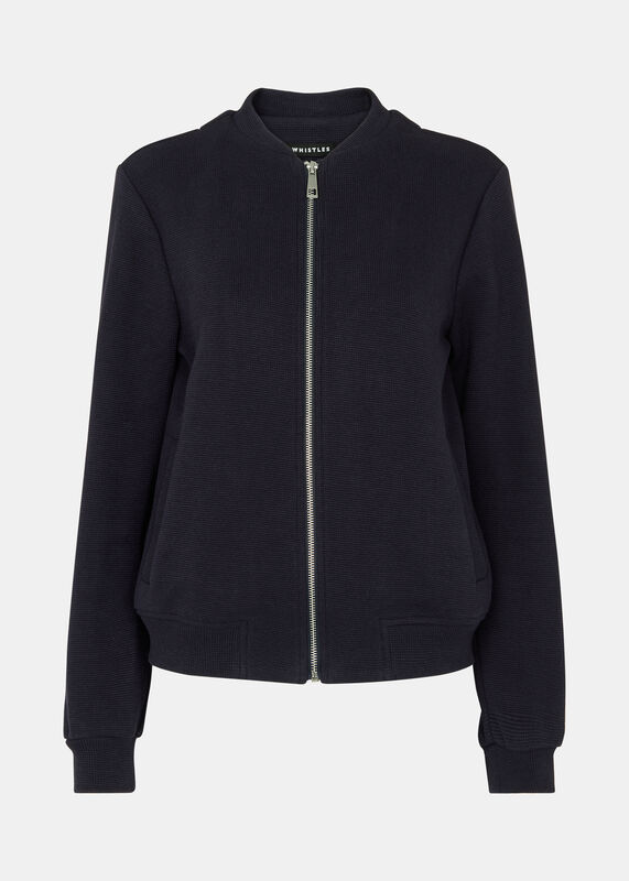 Navy Jersey Bomber Jacket