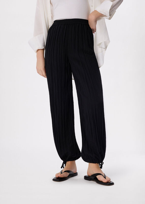 Black Relaxed Tie Hem Trouser