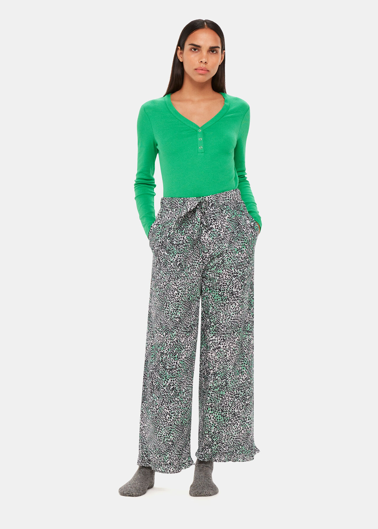 Green V Neck Pyjama Top | WHISTLES