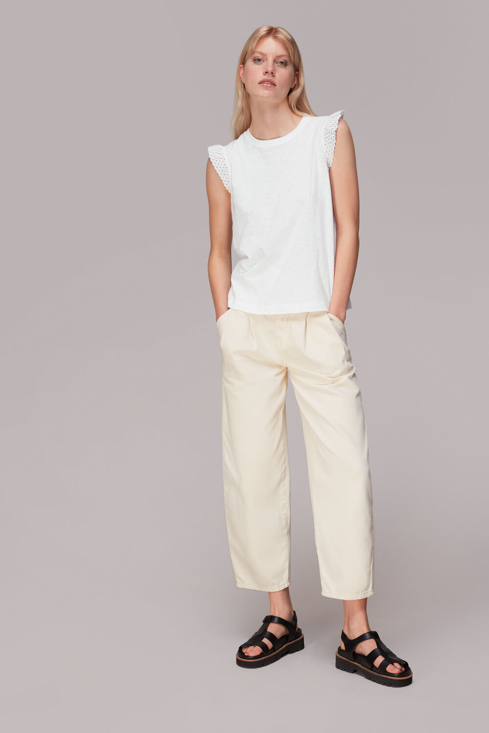 Broderie Frill Sleeve Tee