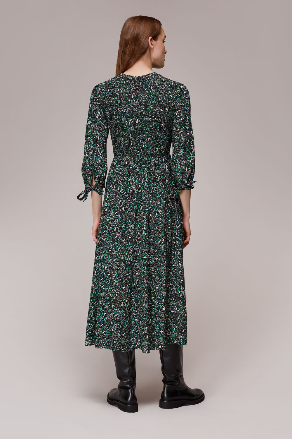 Midnight Garden Shirred Dress
