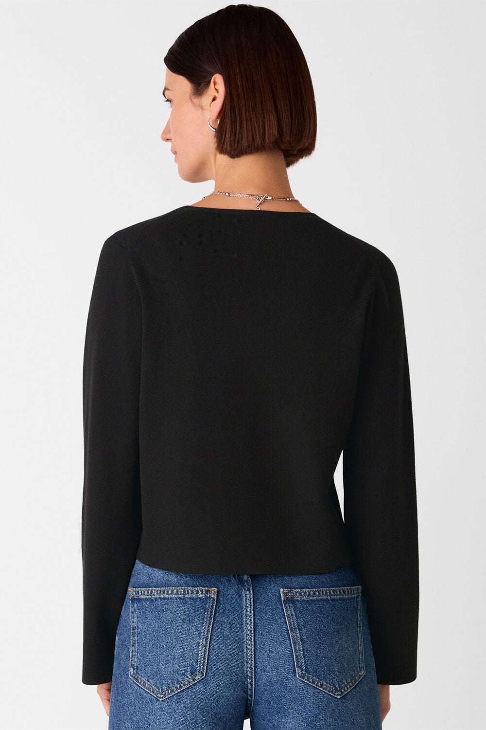 Black V Neck Button Front Cardigan
