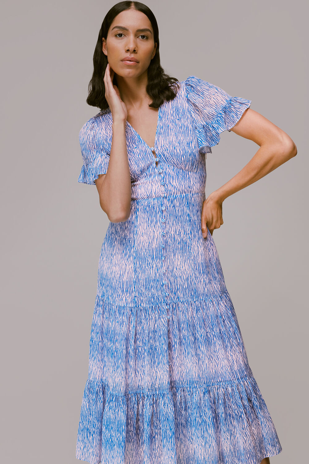 Multicolour Tiger Dobby Midi Dress