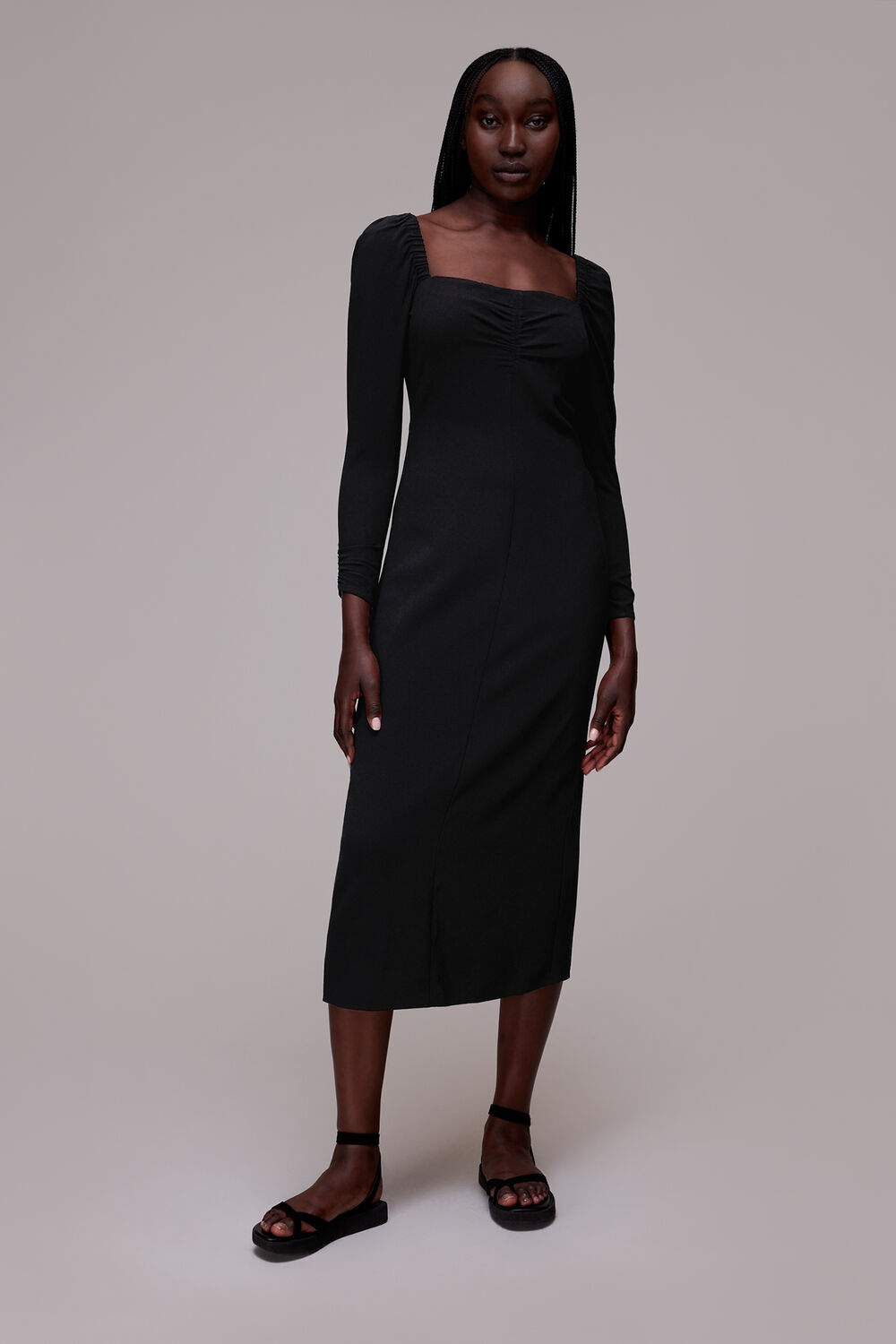Black Laura Textured Midi Dress