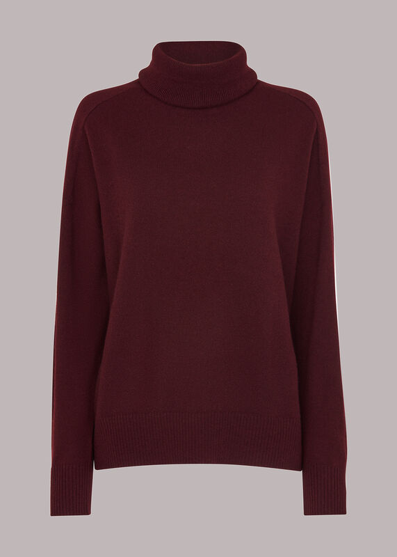 Burgundy Cashmere Turtleneck Sweater