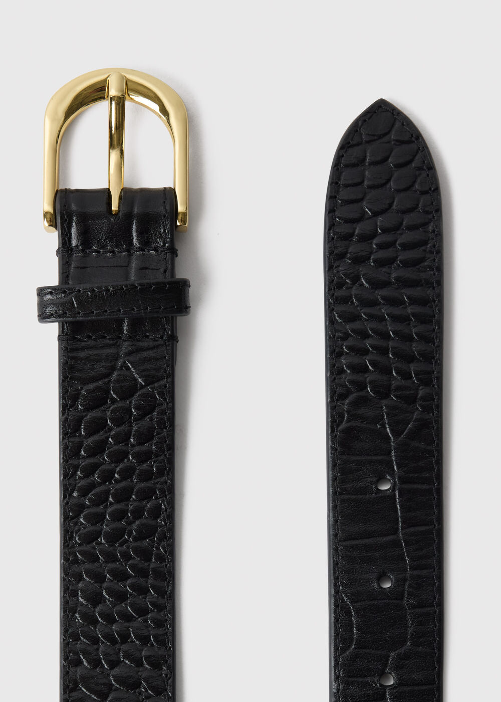 Black Shiny Croc Leather Belt