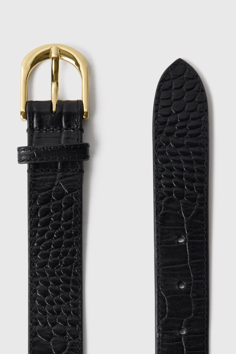 Black Shiny Croc Leather Belt