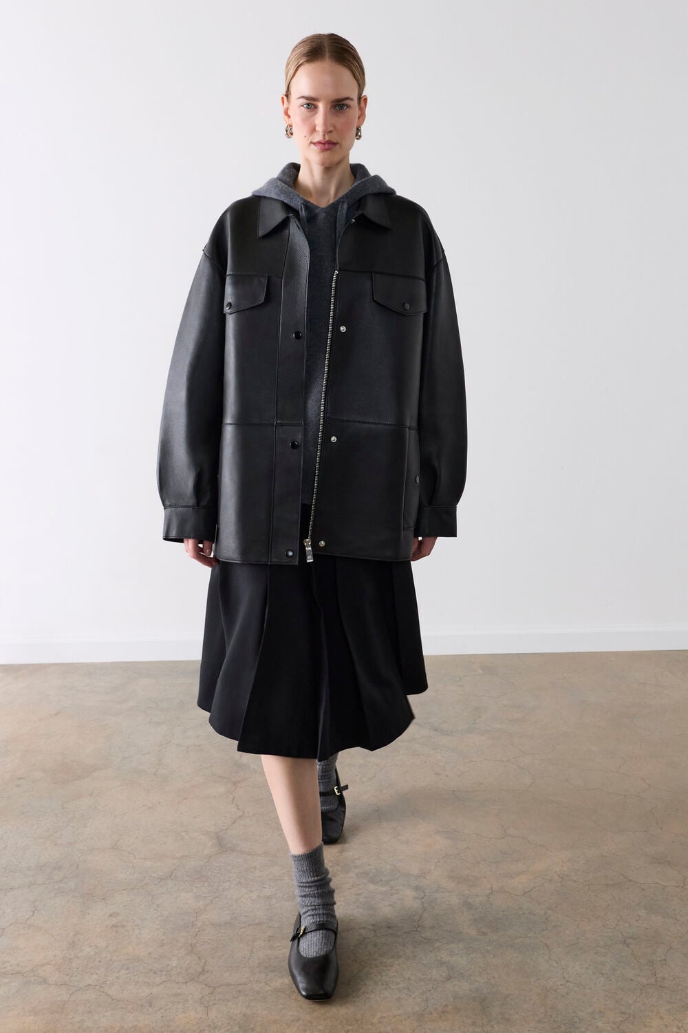 Black Clean Bonded Leather Jacket