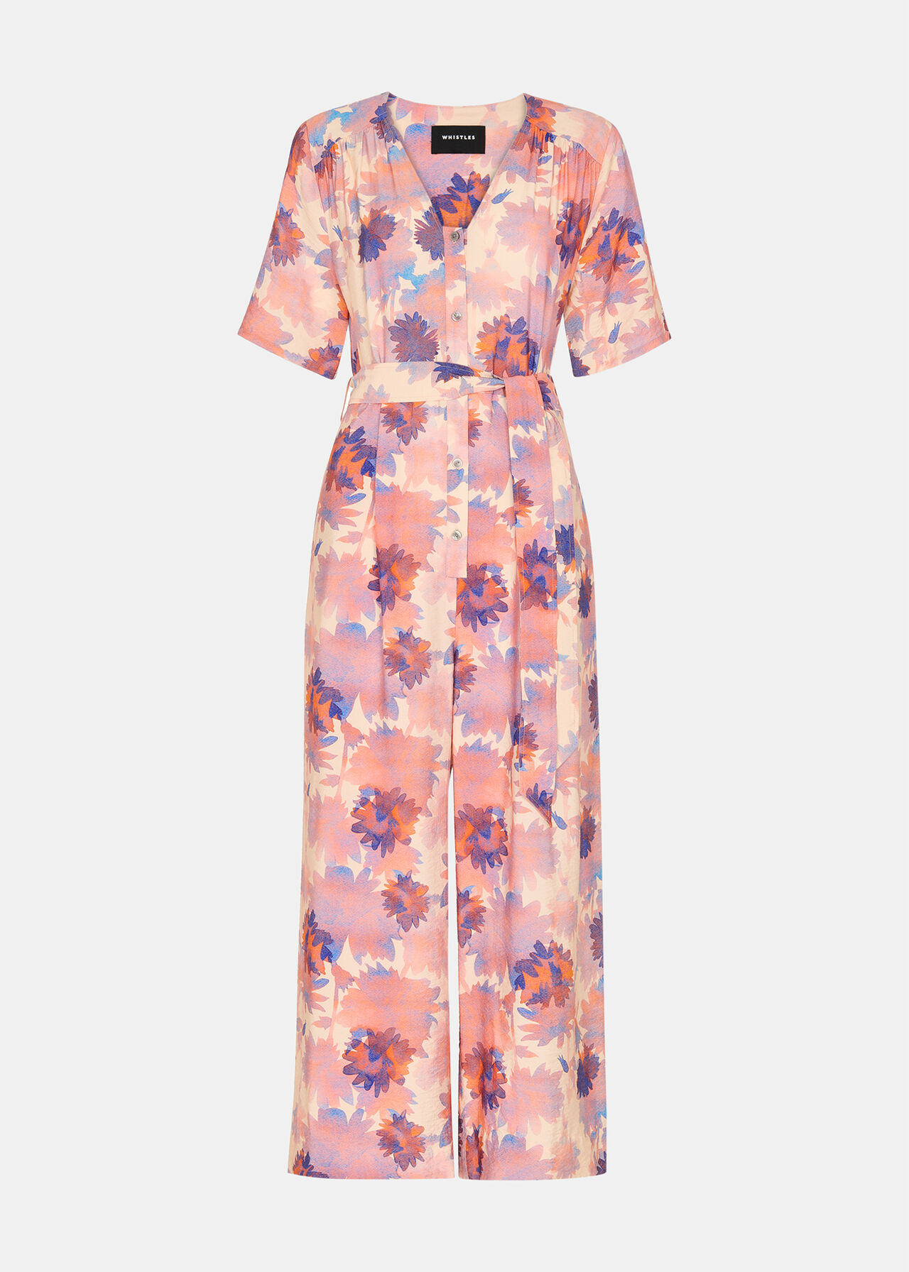 Petite Floral Button Front Jumpsuit
