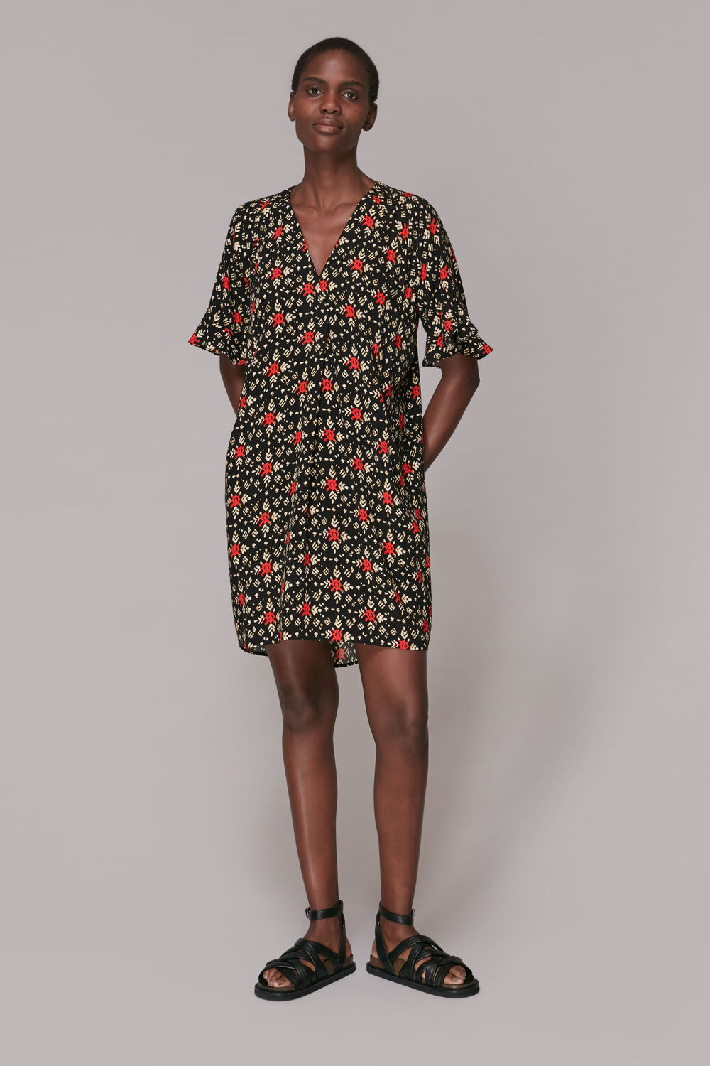 Black Block Print Alba Dress