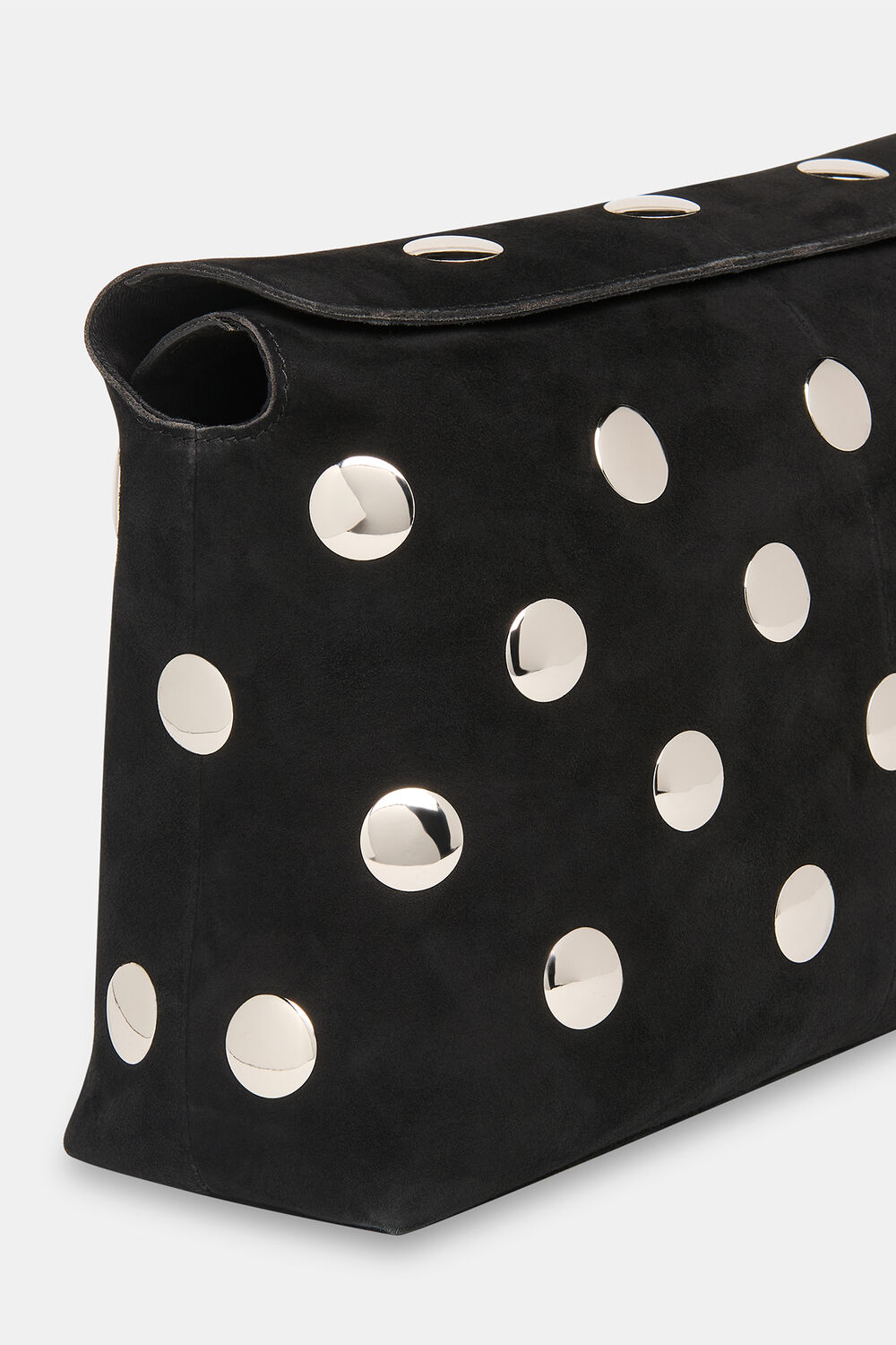 Black Fia Studded Foldtop Clutch Bag