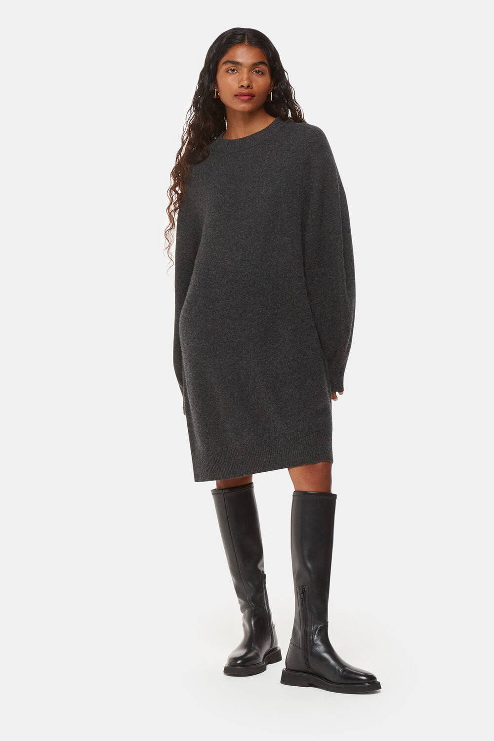 Grey Petite Ava Round Neck Sweater Dress