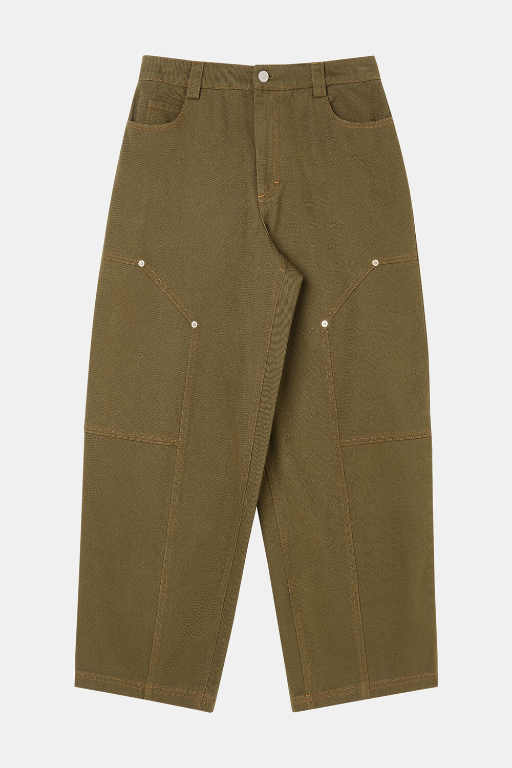 Khaki Barrel Mid Rise Trouser