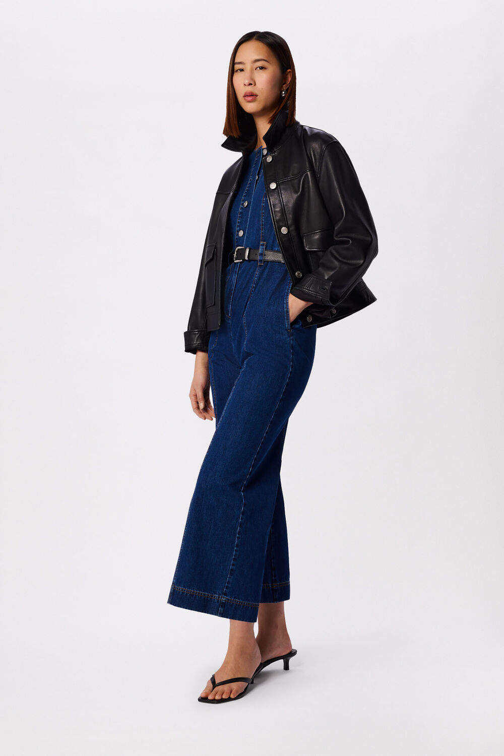 Denim Button Down Jumpsuit