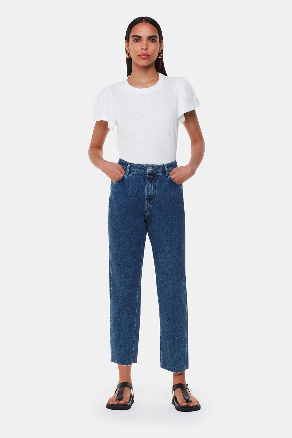 Cotton Frill Sleeve T Shirt