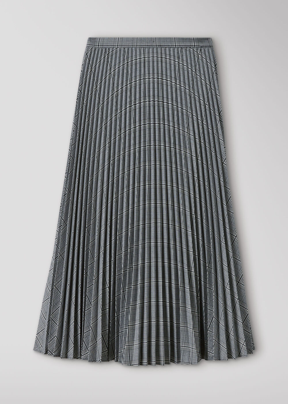 Check Pleated Midi Skirt