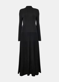 Funnel Neck Pleated Knit Dress