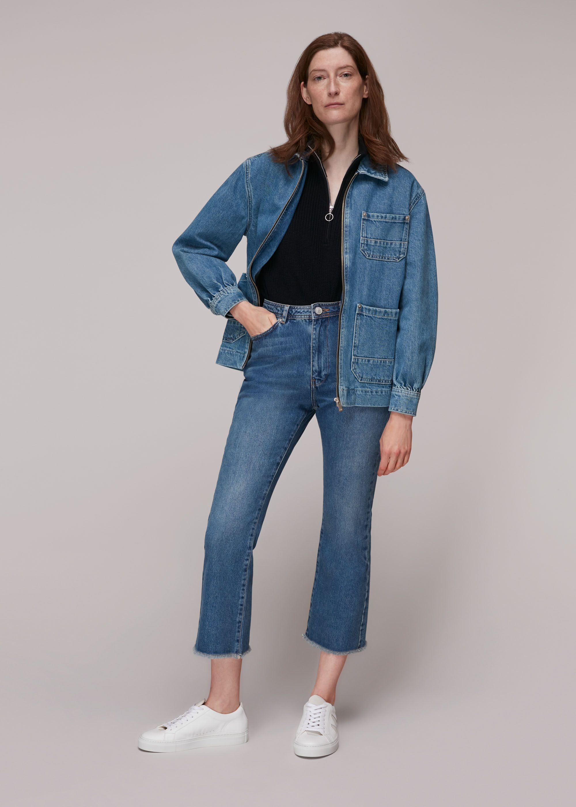 ファッション通販 Jacket Cargo Denim Front Zip Denim | | US Whistles | WHISTLES ジャケット・アウター