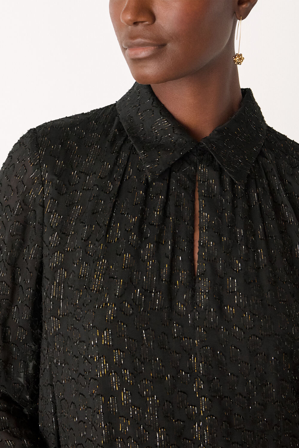 Black Metallic Dobby Mini Dress