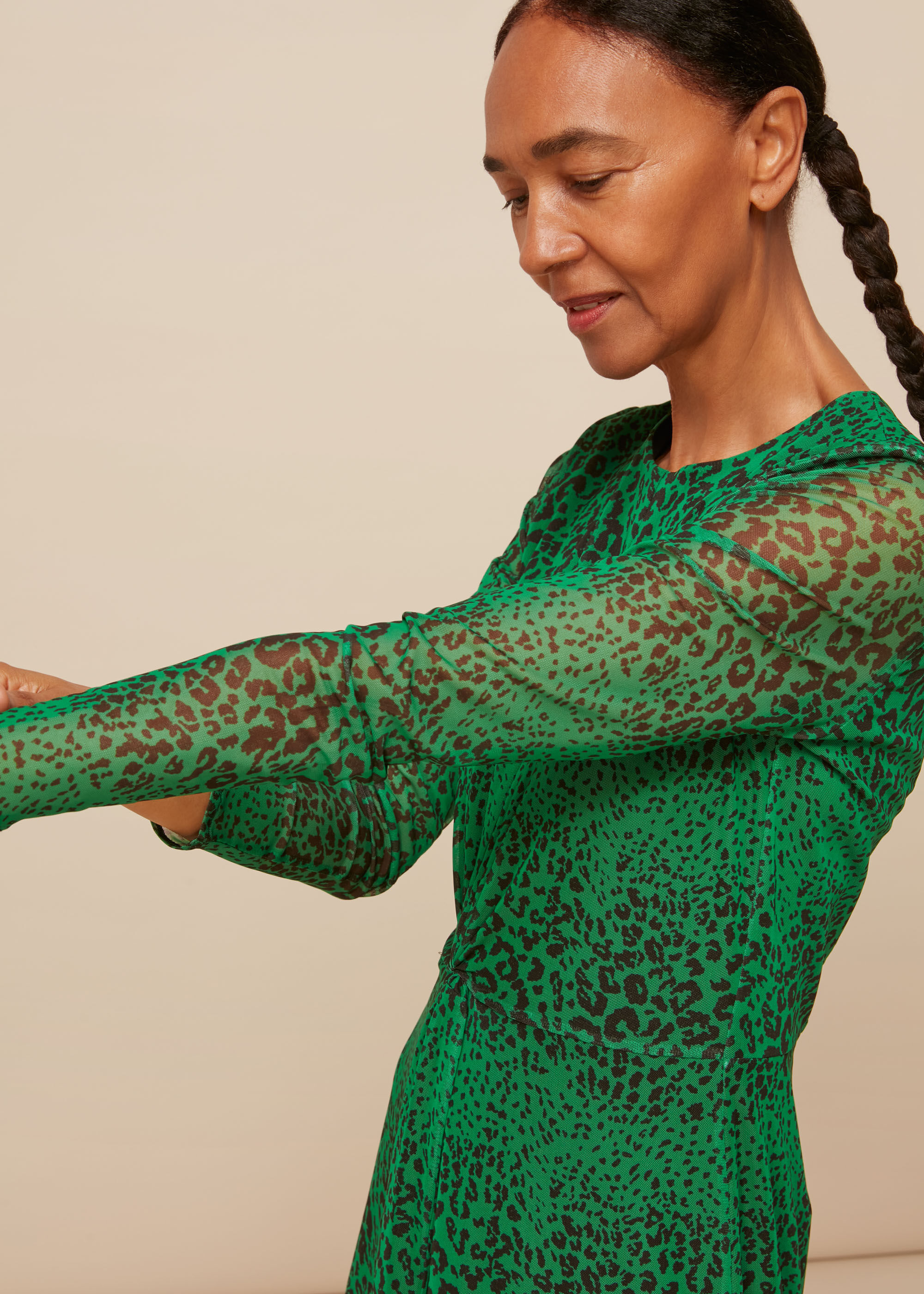 Whistles green animal print dress best sale