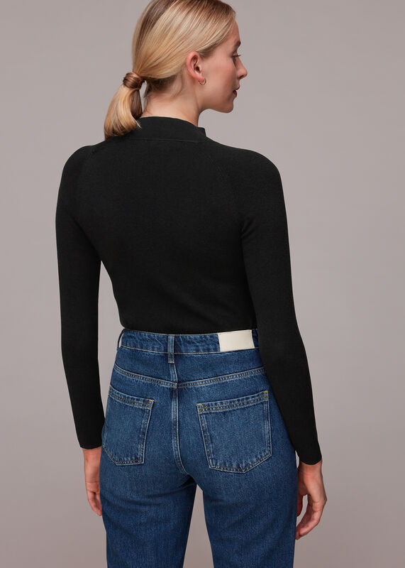 Black Asymmetric Cut Out Knit