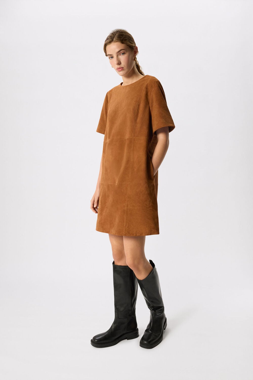 Suede Boxy Mini Dress