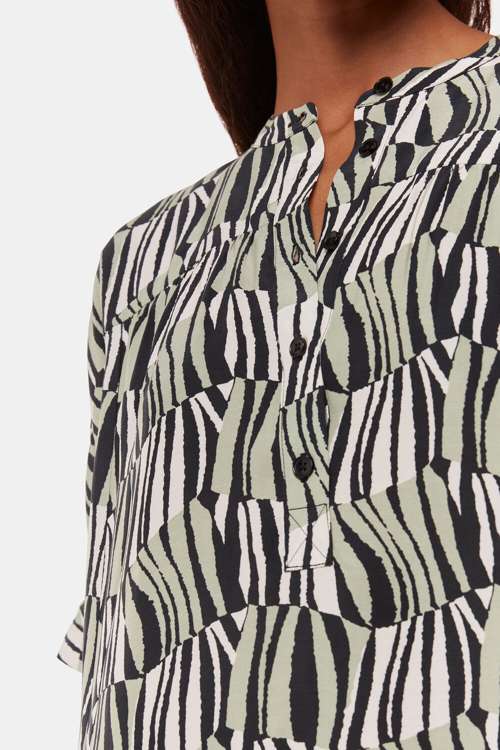 Green Petite Checkerboard Tiger Print Dress
