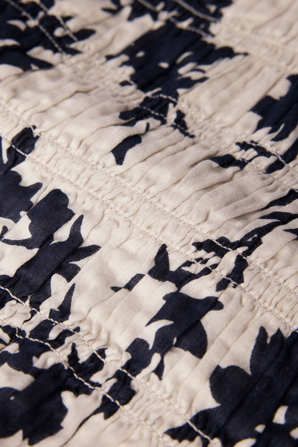 Ivory Shadow Floral Shirred Top