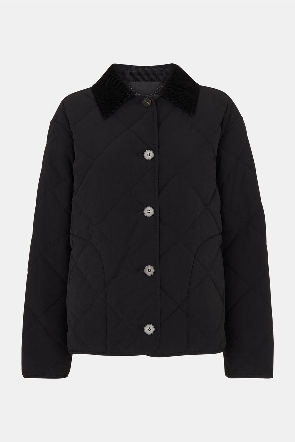 Short Quilted Cord Collar Coat