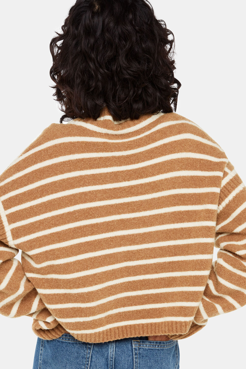 Stripe Rib Detail Funnel Knit