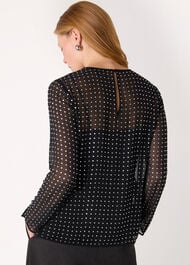 Hot Fix Sheer Sleeve Blouse