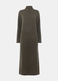 Funnel Neck Wool Midi Dress