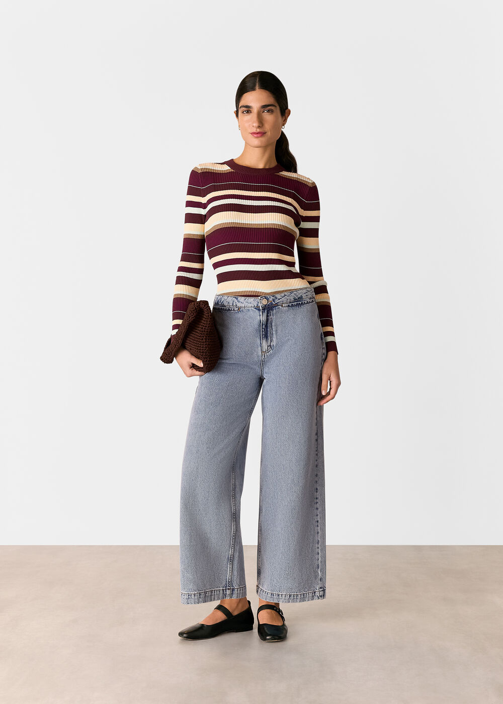 Multi Stripe Crew Neck Knit