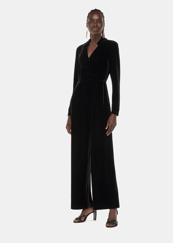 Black Wrap Velvet Jumpsuit