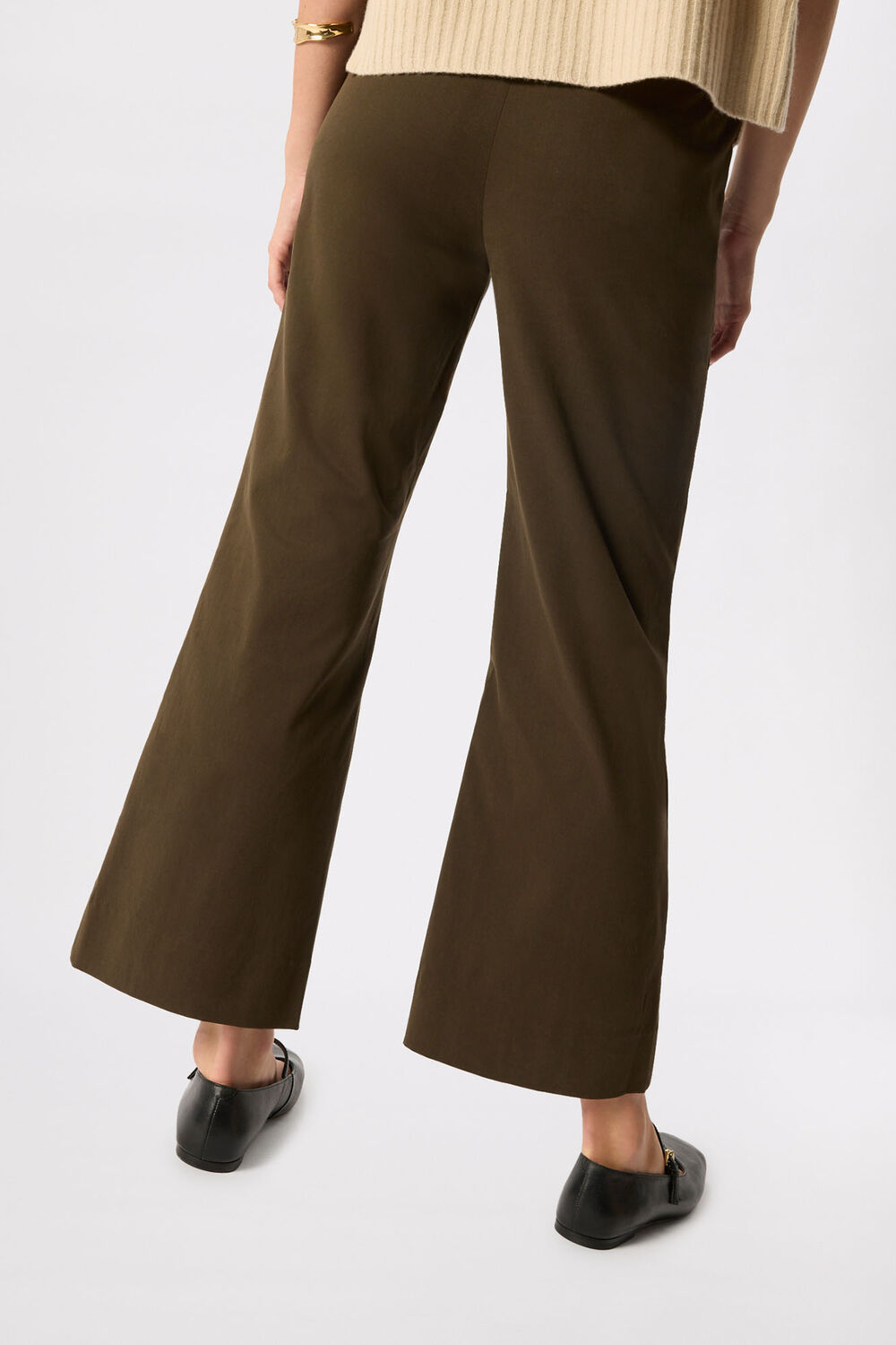 Khaki Pintuck Kickflare Trouser