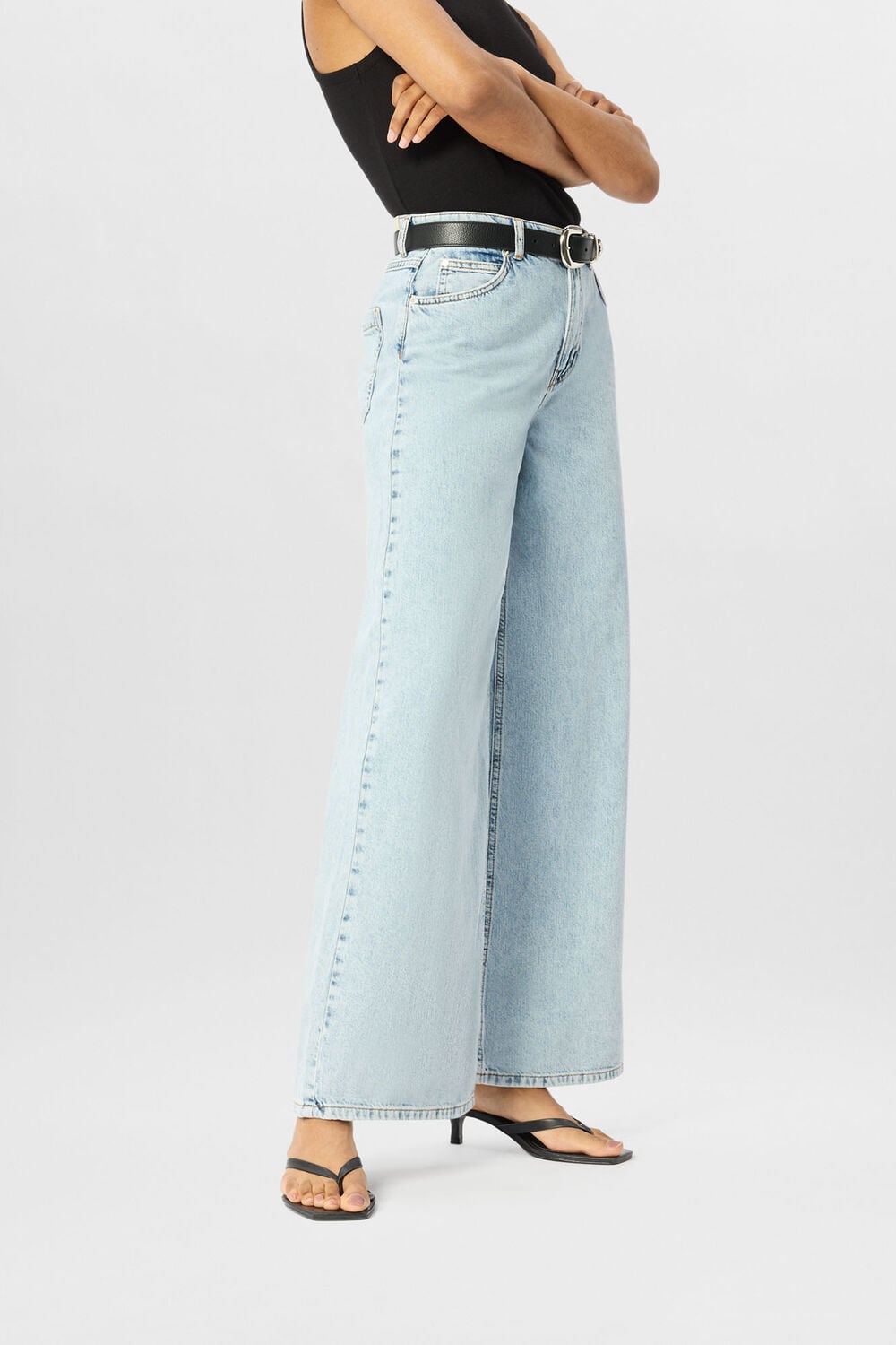 Light Wash Full Length Wide Leg Jean