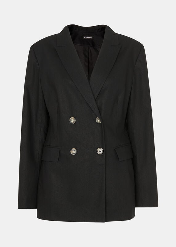 Black Lindsey Linen Blend Blazer