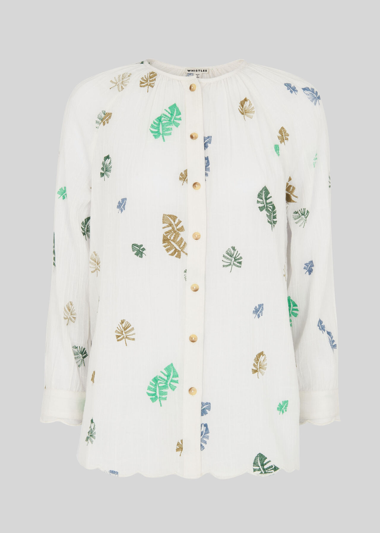 Cheeseplant Embroidered Shirt White/Multi