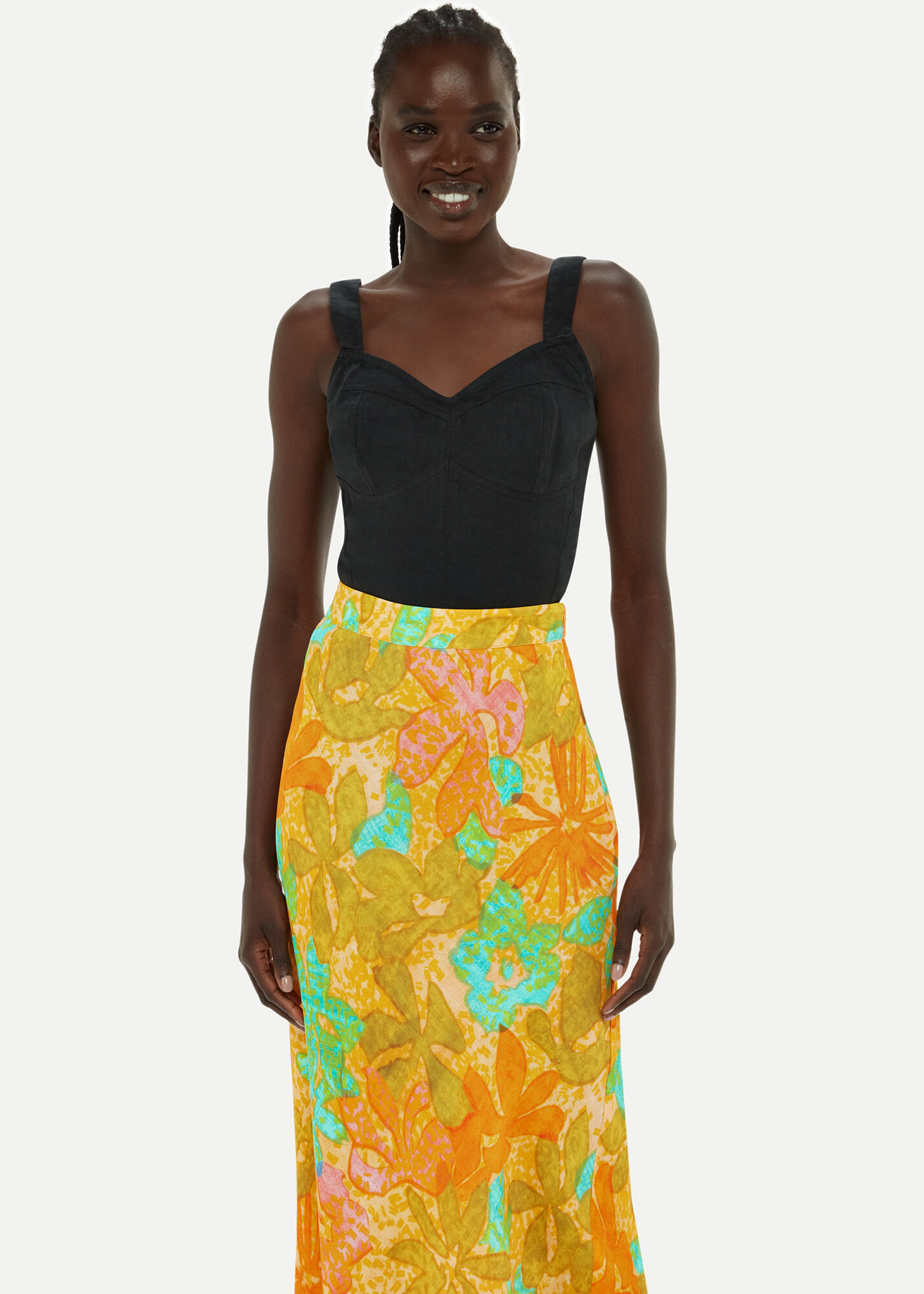 Floral maxi button discount skirt