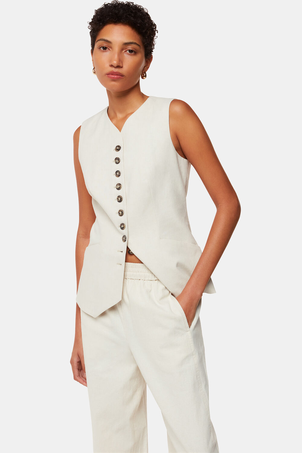 Oatmeal Lindsey Linen Blend Pants&nbsp;