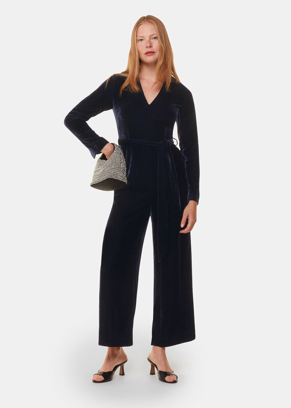Navy Elora Velvet Jumpsuit