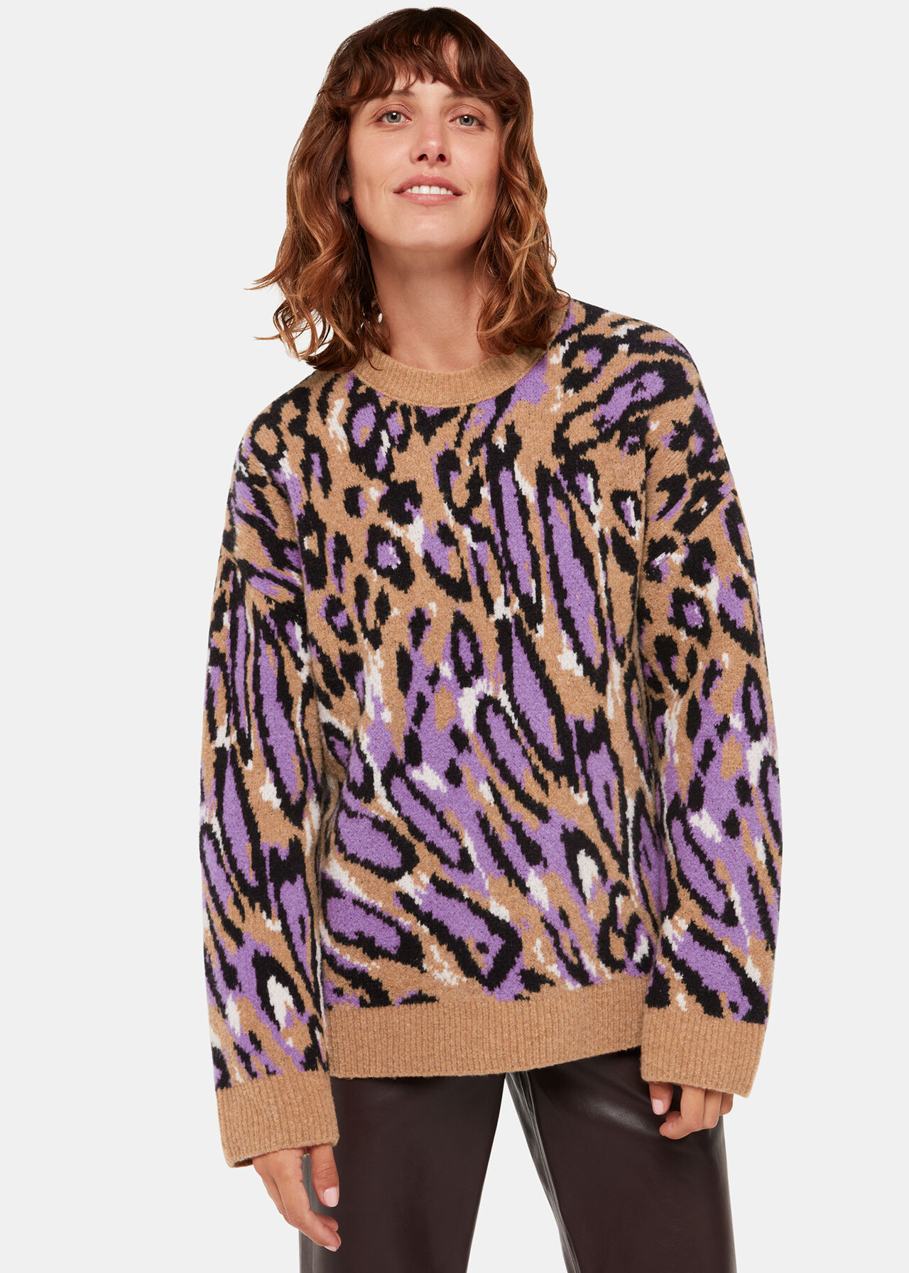 Multicolour Waving Leopard Jacquard Knit | WHISTLES