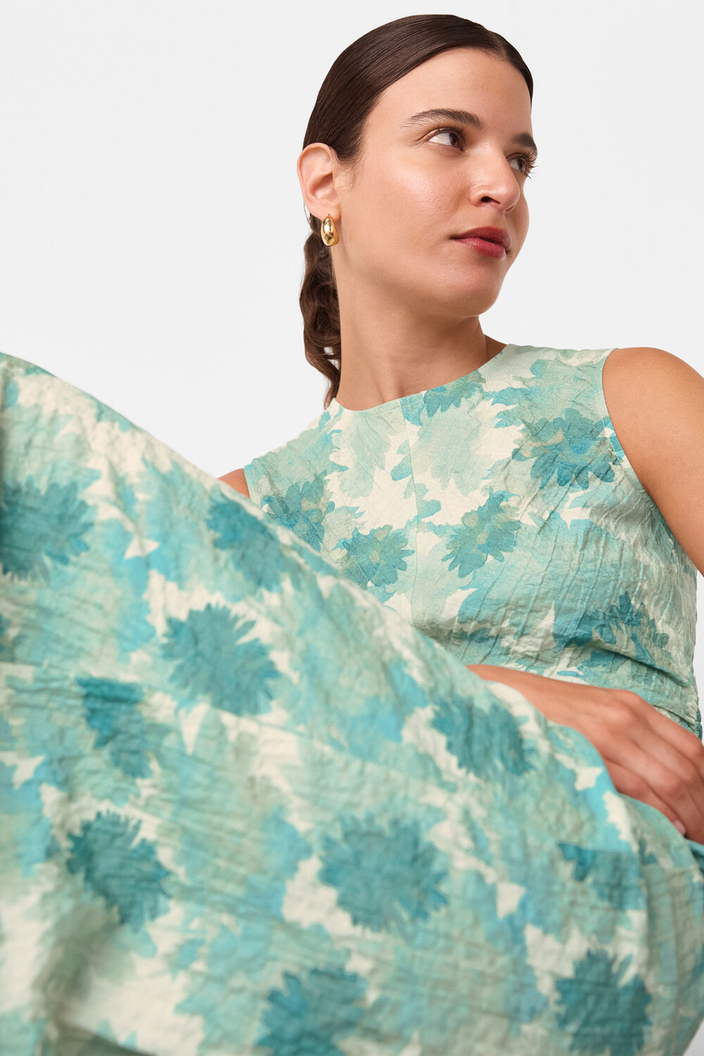 Floral Textured Midi Dress