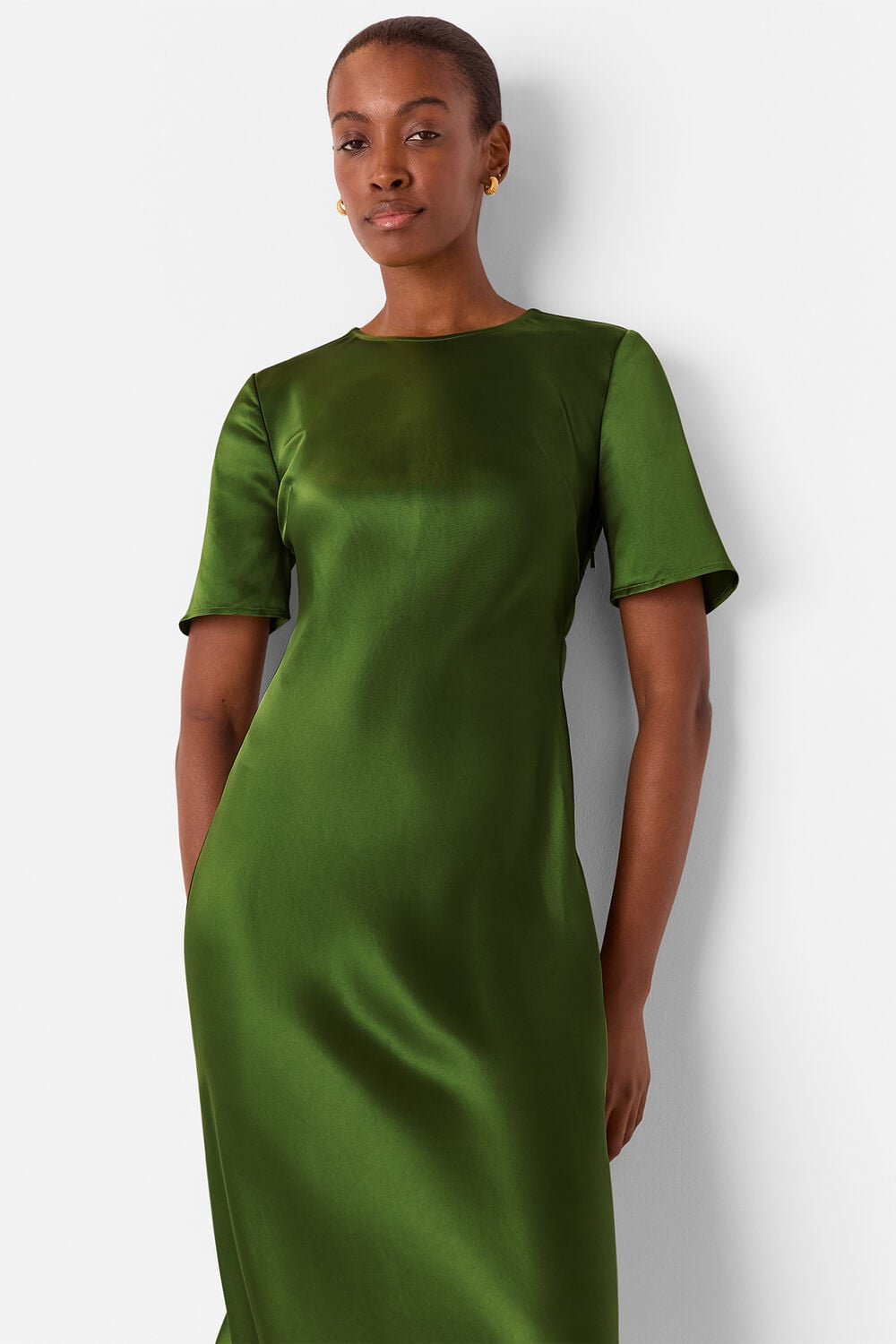 Green Avery Satin Twist Dress