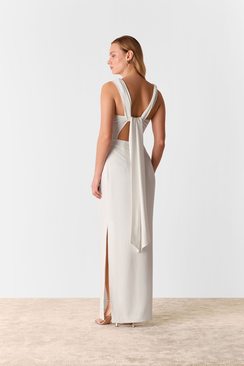 Ivory Tie Back Maxi Dress