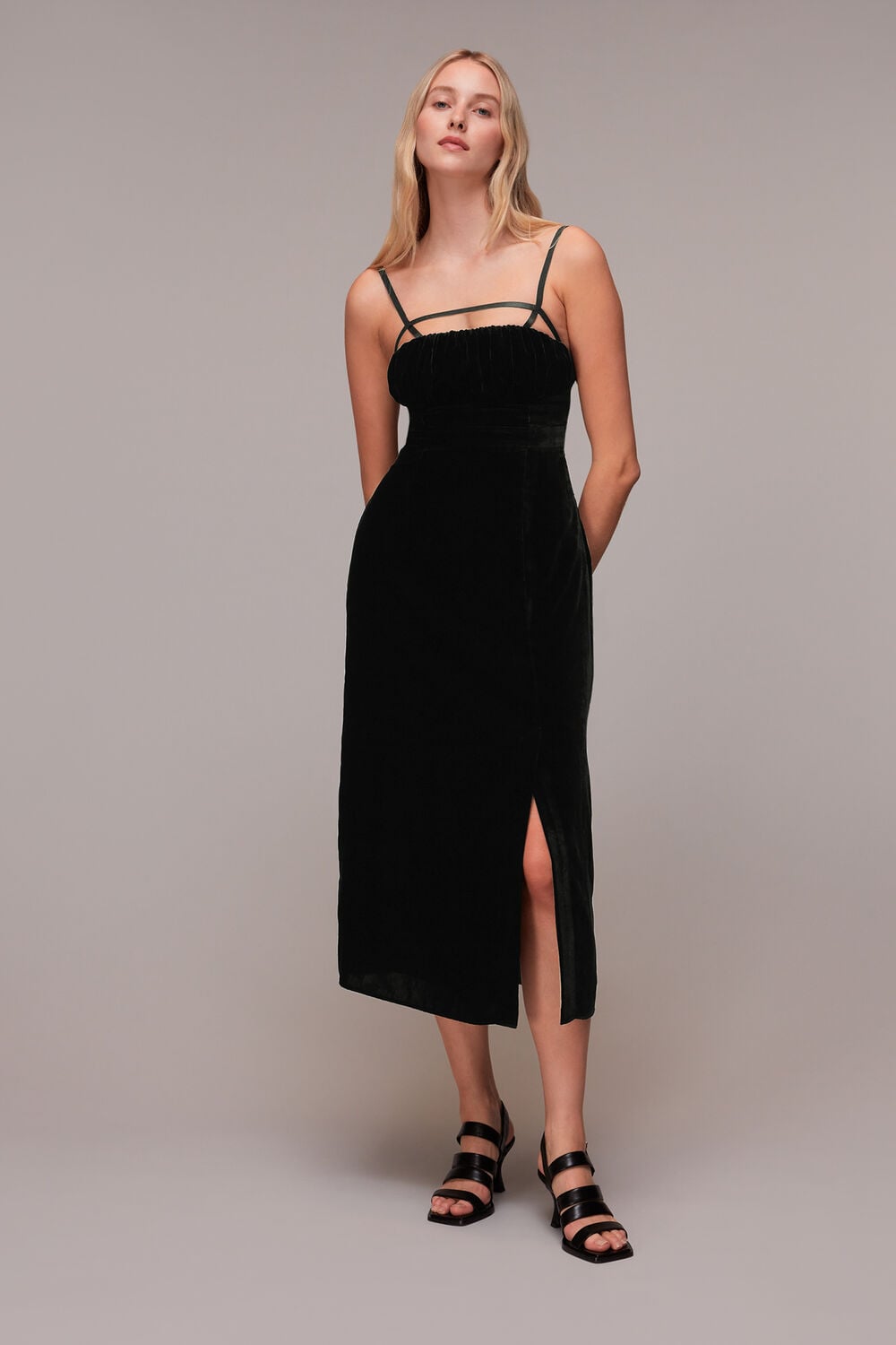 Black Cut Out Velvet Slip Dress