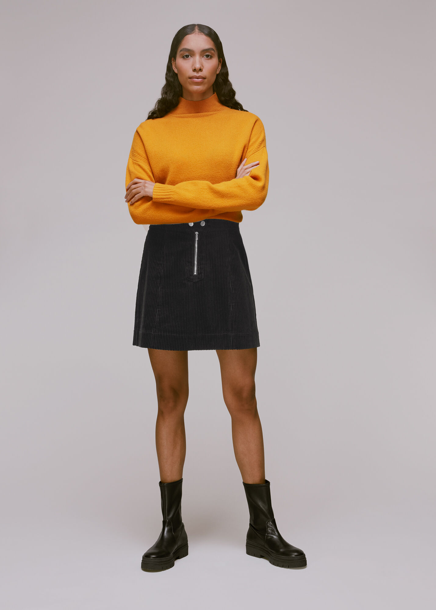 Cord zip front skirt clearance