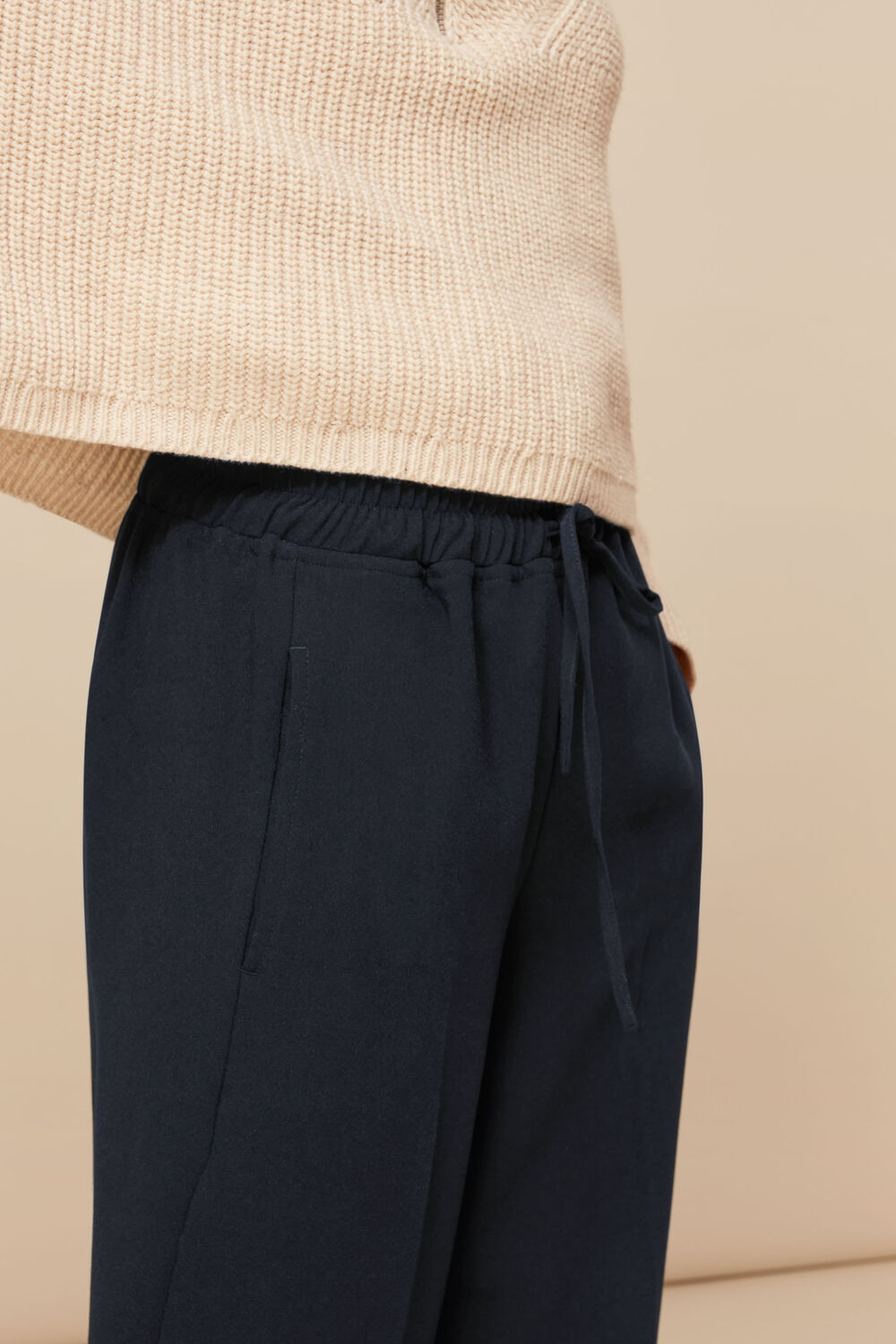 Rib Cuffed Crepe Jogger