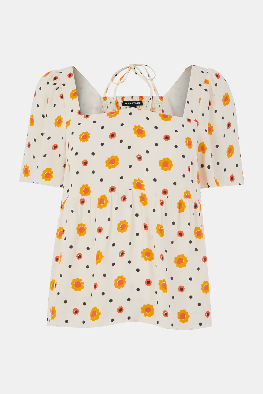 Flower Diamond Tie Detail Top
